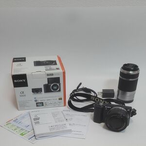 SONY 5000α ILCE-5000L-B ソニー パワーズームレンズキット ブラック+望遠レンズ ミラーレス一眼カメラ箱付き