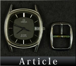 169915◆動作確認済 OMEGA オメガ デビル デヴィル 腕時計 本体のみ クォーツ デイト SS レザー 革 ブラック シルバー メンズ/ D