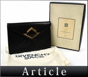 164400〇美品 GIVENCHY ジバンシィ クラッチバッグ セカンドバッグ レザー 革 ブラック レディース ヴィンテージ 箱・保存袋/ B