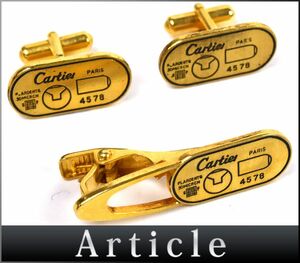 171164〇 Cartier カルティエ ライター底モチーフ カフリンクス タイクリップ セット カフス タイピン メタル ゴールド メンズ/ G