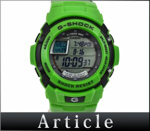 H0437◆動作確認済 CASIO カシオ G-SHOCK カワサキレーシングチーム 腕時計 クォーツ G-7710KRT デジタル 樹脂 レザー グリーン メンズ/ D