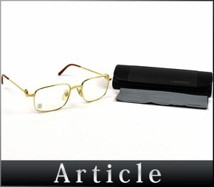 171299◇ 度なし Cartier カルティエ 135 C2ロゴ メガネ 眼鏡フレーム 伊達メガネ アイウェア メタルフレーム ゴールド ブラウン/ G
