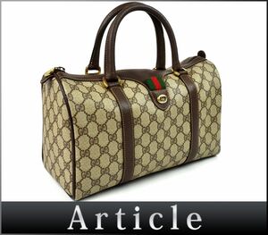 172370◇ GUCCI グッチ シェリー オールドグッチ GGスプリーム ミニボストンバッグ 40.02.007 PVC レザー ベージュ ブラウン/ B