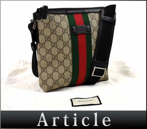 171983☆美品 GUCCI グッチ シェリー GGスプリーム メッセンジャーバッグ ショルダーバッグ 471454 PVC レザー ベージュ ブラック/ B