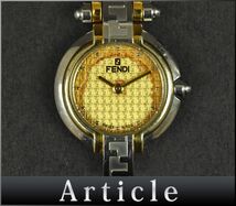 167926□動作確認済 FENDI フェンディ 腕時計 クォーツ 2針 ラウンドフェイス 760L ゴールド シルバー レディース アナログ/ D_画像1