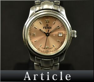 167523◇動作確認済 FENDI フェンディ レディースウォッチ 腕時計 クォーツ デイト 3針 210L SS ピンク シルバー レディース 箱/ D