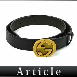 173835◆ GUCCI グッチ インターロッキングG ベルト 114870 レザー 革 ブラック メンズ ファッション 小物 カジュアル 無地/ Gの画像1