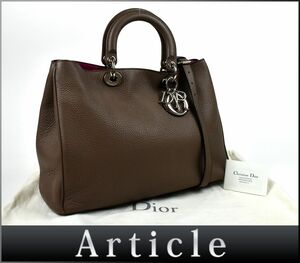 173642◆美品 Christian Dior ディオール ディオリッシモ 2WAYトートバッグ ハンドバッグ ショルダーバッグ レザー グレージュ ベージュ/ B