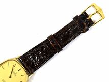 169917〇動作未確認 OMEGA オメガ デヴィル デビル メンズウォッチ 腕時計 クォーツ 1365 GP レザー 革 ゴールド ブラウン 2針/ D_画像5