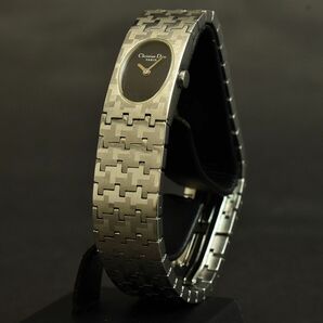 166099◆動作確認済 Christian Dior ディオール ミスディオール 腕時計 クォーツ D70-100 2針 SS ブラック シルバー レディース/ Dの画像2