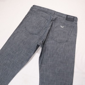 ARMANI JEANS アルマーニジーンズ COMFORT FIT 薄手ストレートデニムパンツ ストレッチジーンズ 鉄ロゴ イタリア製 ユニセックス W26 M相当