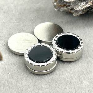  round Stone magnet earrings * earrings men's silver silver free size new goods unused fake earrings earrings [PN269-5]