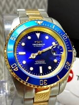 新品 テクノス TECHNOS 正規品 腕時計 定番腕時計 ビジネスウォッチ ダイバー腕時計 メンズ プレゼント ブルー コンビベルト 回転ベゼル_画像3