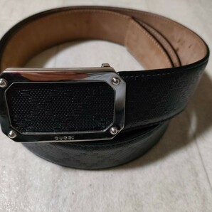 美品 イタリア製 グッチ gucci ベルト 100・40 - 162946 黒×シルバー ブライトディアマンテ  レザーベルト  黒の画像1