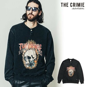 サイズ：jpM　美品　定価:20900円　CRIMIE クライミー VINTAGE OVERDYE SKULL SNAP CREW NECK SWEAT スウェット　トレーナー