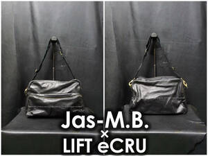 イングランド製 JAS-MB × LIFT eCRU 別注 レザーショルダーバッグ ジャスエムビー リフトエクリュ ボストンバッグ スポーツバッグ 大容量