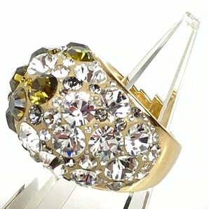 スワロフスキー SWAROVSKI クリスタル パヴェ リング 指輪 サイズ刻印52/実寸12号 マルチカラー×ゴールドカラー YAS-11056の画像3