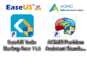 EaseUS Todo Backup Free 11.5 (イーザス トゥドウ バックアップ )+AOMEI Partition Assistant 7.2(アオメイパーティションアシスタント) 