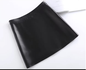  lady's pcs shape ram leather skirt black color XXL