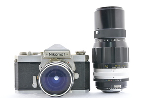 Nikon Nikomat FT シルバー + 非AI 28mm F3.5 + AI改 200mm F4 ニコン フィルムカメラ