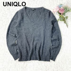 UNIQLO ユニクロ カシミヤ100% Vネック ニット セーター L レディース グレー B22427-107