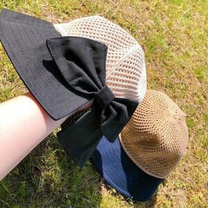 リボン 麦わら帽子 ストローハット シンプル 夏 海 紫外線防止