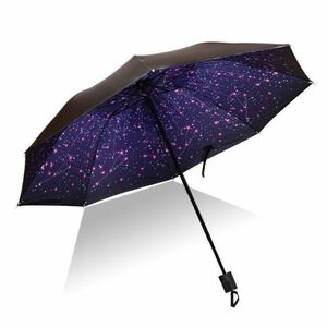 星空 柄　折り畳み傘　ネイビー　日傘　晴雨兼用　UVカット　シック
