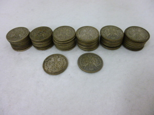 【M39680】日本の古銭 50銭 銀貨 おまとめ 62枚 小型50銭 銀貨