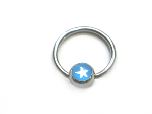 316SS ring PictureBall blue star * star 14G GQ
