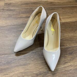  new goods beautiful goods approximately 9cm heel enamel pumps light gray 22cm 22 centimeter 9 centimeter high heel pin heel red sole small size rain. day 