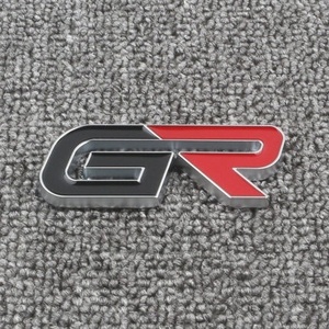 【送料無料】GR(ガズーレーシング) 3Dエンブレム（両面テープ） 黒/赤/メッキ 横7.3cm×縦3cm×厚さ4mm ⑥ TOYOTA GAZOO Racing