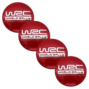 【送料無料】WRC ホイールキャップ(メッキシルバー)+シール 60ｍｍ レッド 一台分(４個) ① スバル SUBARU