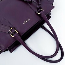 1円■極美品■COACH コーチ フリンジ タッセル ロゴ トートバッグ ビジネス 大容量 A4 レディース メンズ レザー バーガンディ パープル 紫_画像4