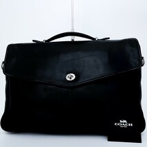 1円〜■良品■COACH コーチ ターンロック トートバッグ ビジネス ブリーフケース 大容量 A4 レディース メンズ レザー ブラック 黒_画像2