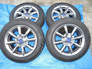 MINILITE タイヤホイール4本 MC-40 メタリック 15×6J +47 4H PCD100 DUNLOP 175/65R15 残り溝 5mm （K