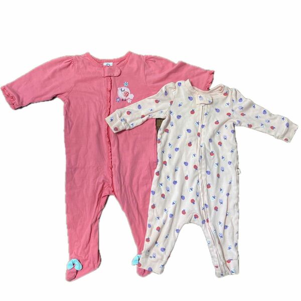 【美品】BabyGAP&Gerber 2点セット☆長袖ロンパース ベビー服 カバーオール 子供服 女の子 ベビー