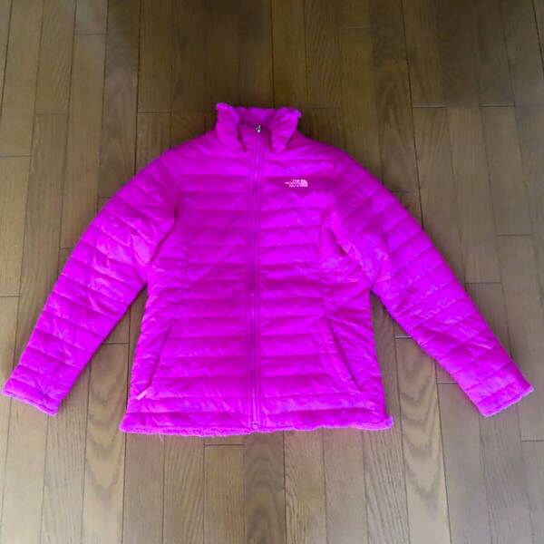 美品 THE NORTH FACE ノースフェイス ナイロン 裏ボア ジャケット girl's filles XL 18 ピンク系