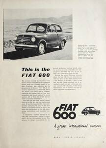  rare!1955 year Fiat advertisement /Fiat 600/ Italy car / old car /Z