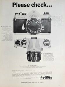 稀少・広告！1968年アサヒ ペンタックス カメラ広告/Asahi Pentax Sportmatic Camera/昭和レトロ/C