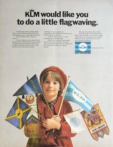 稀少！1969年KLMオランダ航空広告/エアライン・フラッグ/旅行/観光/14
