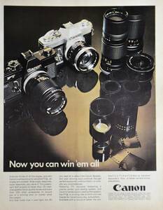 稀少・広告！1970年キャノン カメラ広告/Canon FT QL camera/昭和レトロ/C