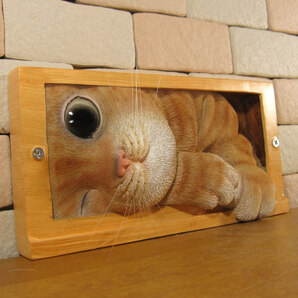 リアルな猫の置物 プレートキャット チャトラ ガーデン オブジェ 店舗 装飾 ベランダアート インテリア 壁 ドアの画像4