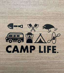 241. 【送料無料】 CAMP LIFE. キャンプ カッティングステッカー ランタン テント アウトドア 【新品】