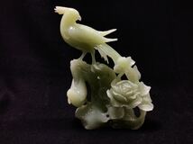 S6239■旧家うぶ出し75■花鳥 置物 孔雀？ 玉石？ 中国美術 古美術 彫刻 唐物_画像1