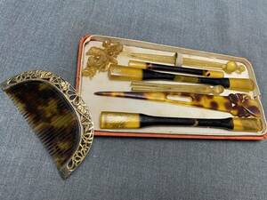 M5132# old house ....121# tortoise shell .8 point together tortoise shell gold paint ornamental hairpin hair ornament hair accessory peace . kimono Japanese clothes kimono small articles 