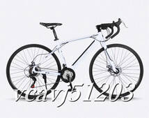 ◆稀少品◆2024年モデル 24段変速！ロードバイク 軽量 前後ディスクブレーキ 通勤 通学 700C 自転車 フェンダー付き ホワイト_画像1