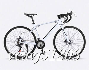 ◆稀少品◆2024年モデル 24段変速！ロードバイク 軽量 前後ディスクブレーキ 通勤 通学 700C 自転車 フェンダー付き ホワイト