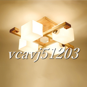 ◆稀少品◆ledランプ 4灯 シャンデリア 木製 天井照明 北欧 リビング ベッドルーム用ランプ LED照明 ランプ 室内装飾 電球付き