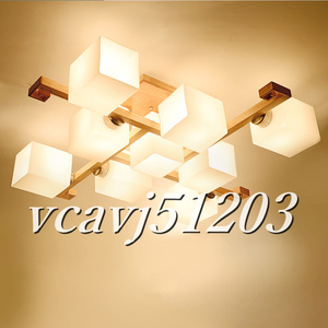 ◆美品◆ledランプ 9灯 シャンデリア 木製 天井照明 北欧 リビング ベッドルーム用ランプ LED照明 ランプ 室内装飾 電球付き
