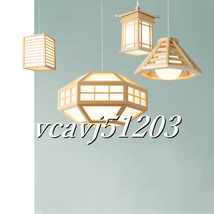 ◆美品◆LEDランプ ペンダントライト 木製 天井照明 ベッドルーム用ランプ 照明 ランプ 室内装飾 電球付き F_画像5